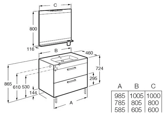 Mueble Joli Vison Con Espejo con planos