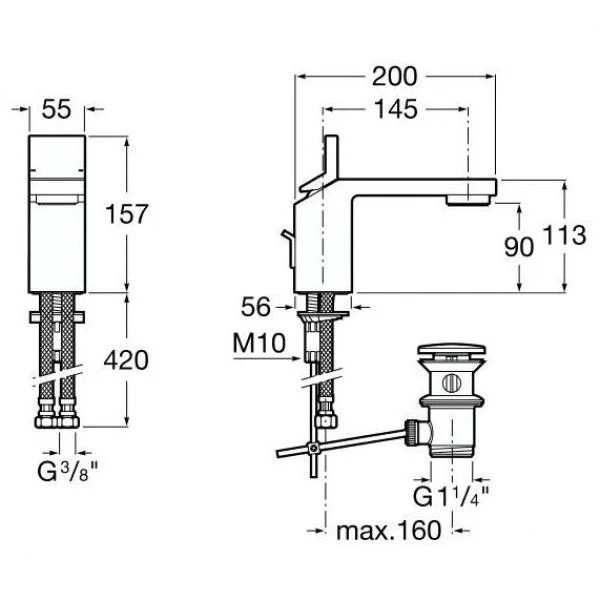 mezclador single open plano